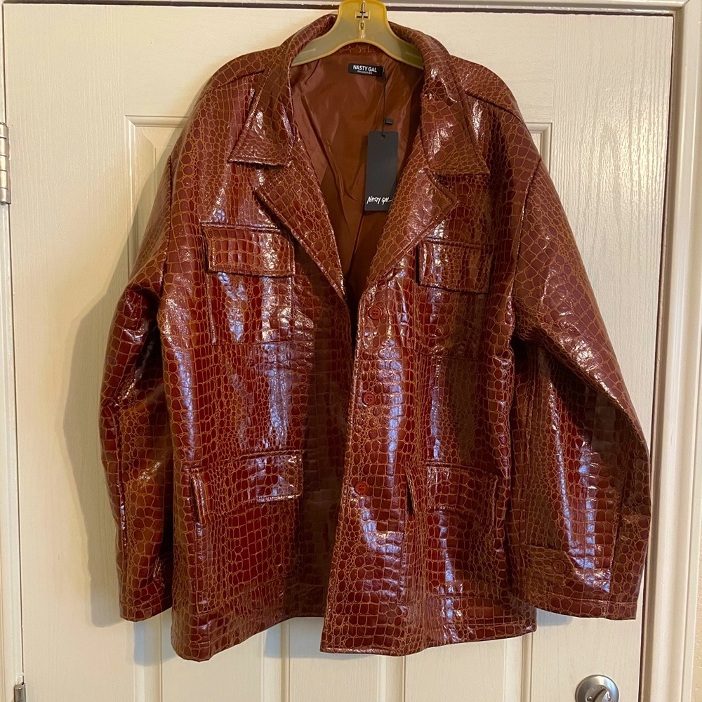 Nasty Gal light weight Cognac color jacket with tons of details - Picture 1 of 4